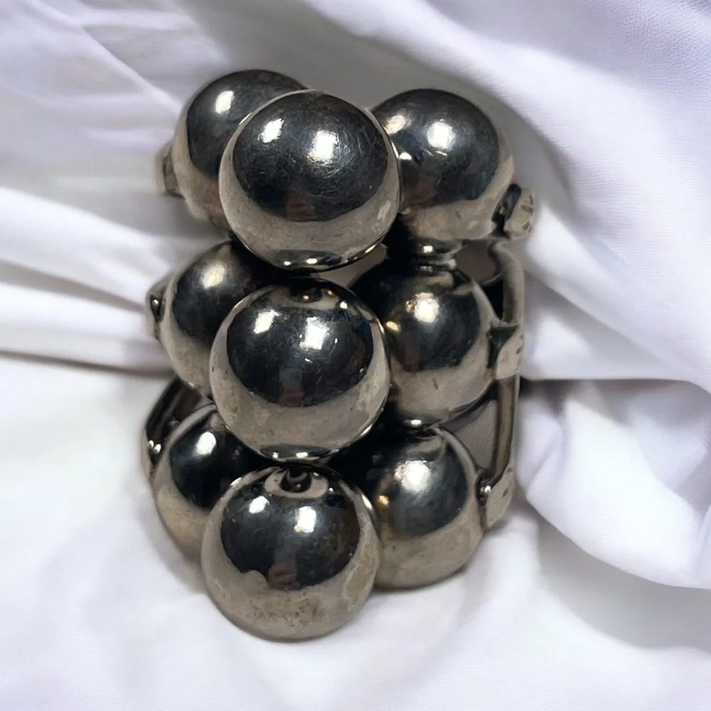 Rachel Gera Vintage 90s Israeli Modernist Boho 925 Sterling Silver Ring, Size 8